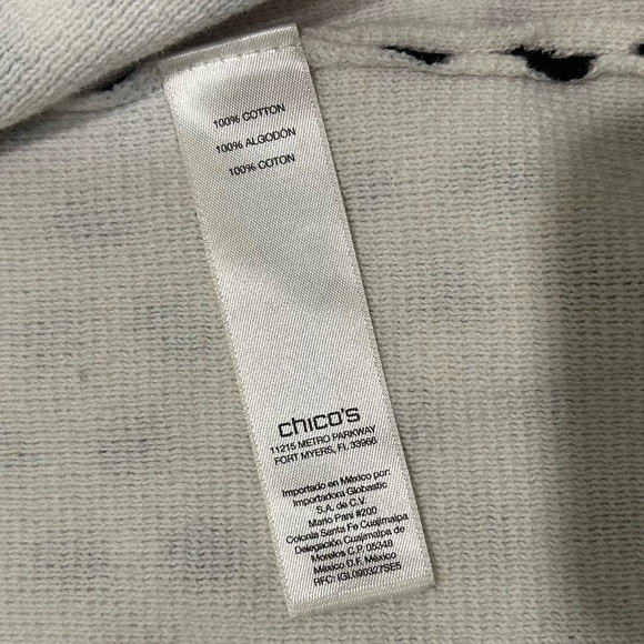 Chicos Black White Polka Dot Open Front Short Sleeve Cardigan Sweater Size 1 M - Picture 5 of 9